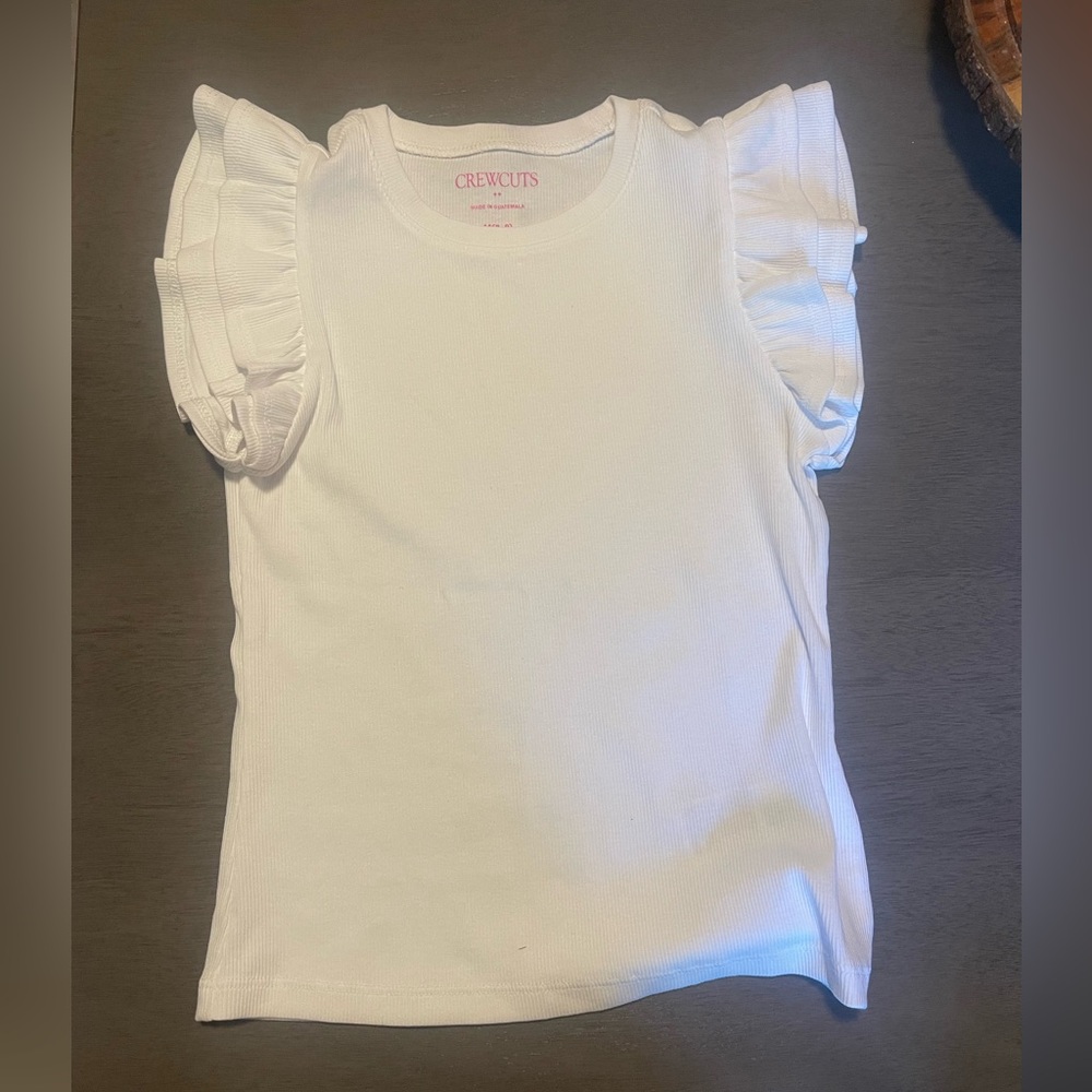 Crewcuts Short Sleeve White Ruffle Tee